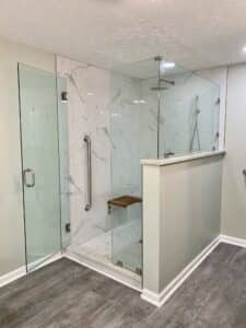 Tile Shower with Glass Doors