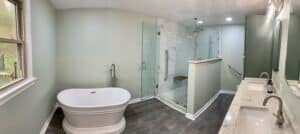 Large Tub and Tile Shower with Glass Doors