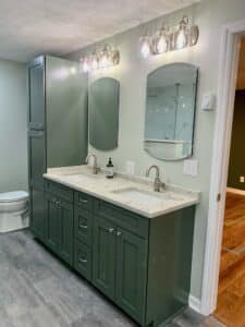 Green Double Vanity with White Countertop